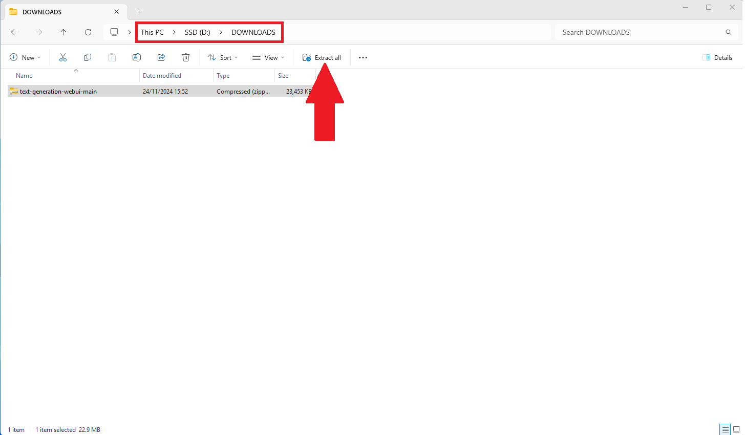 extract zip folder
