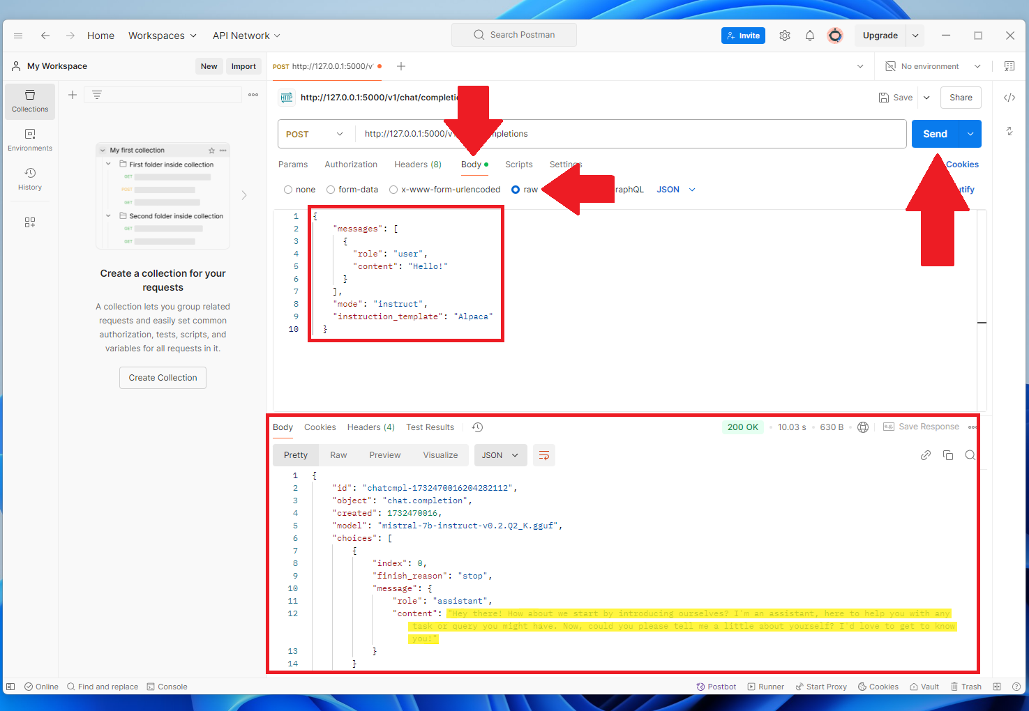 create post request and receive data