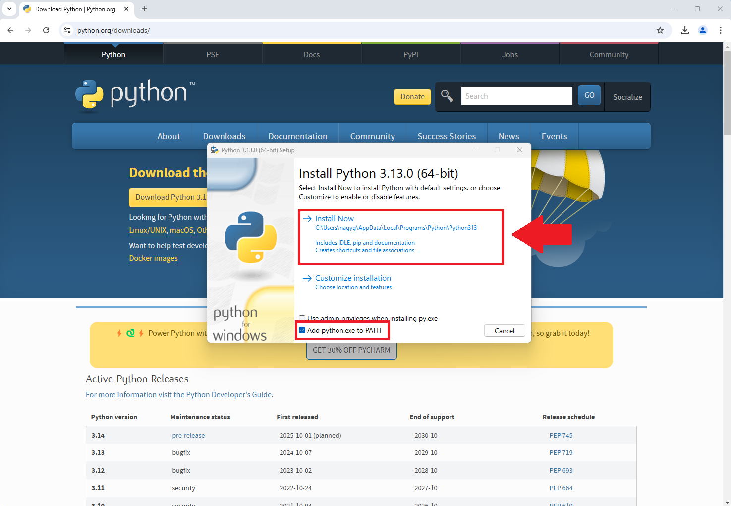 add path and install
