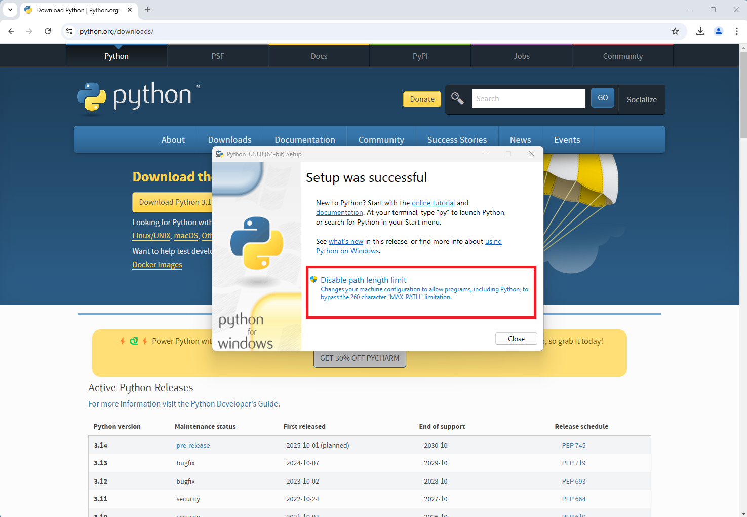 disable path length and finish