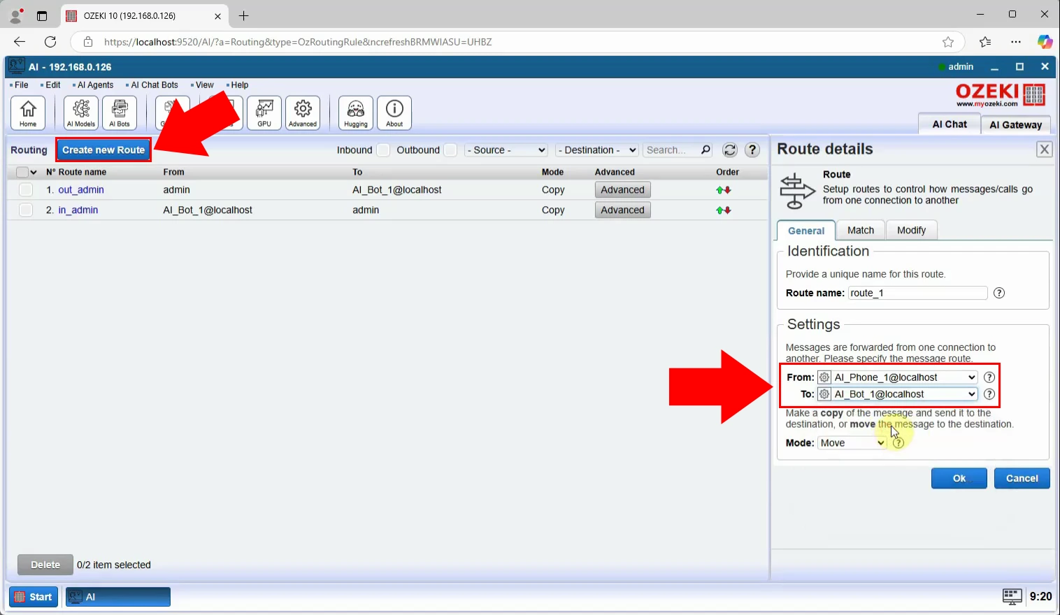 Create new incoming route