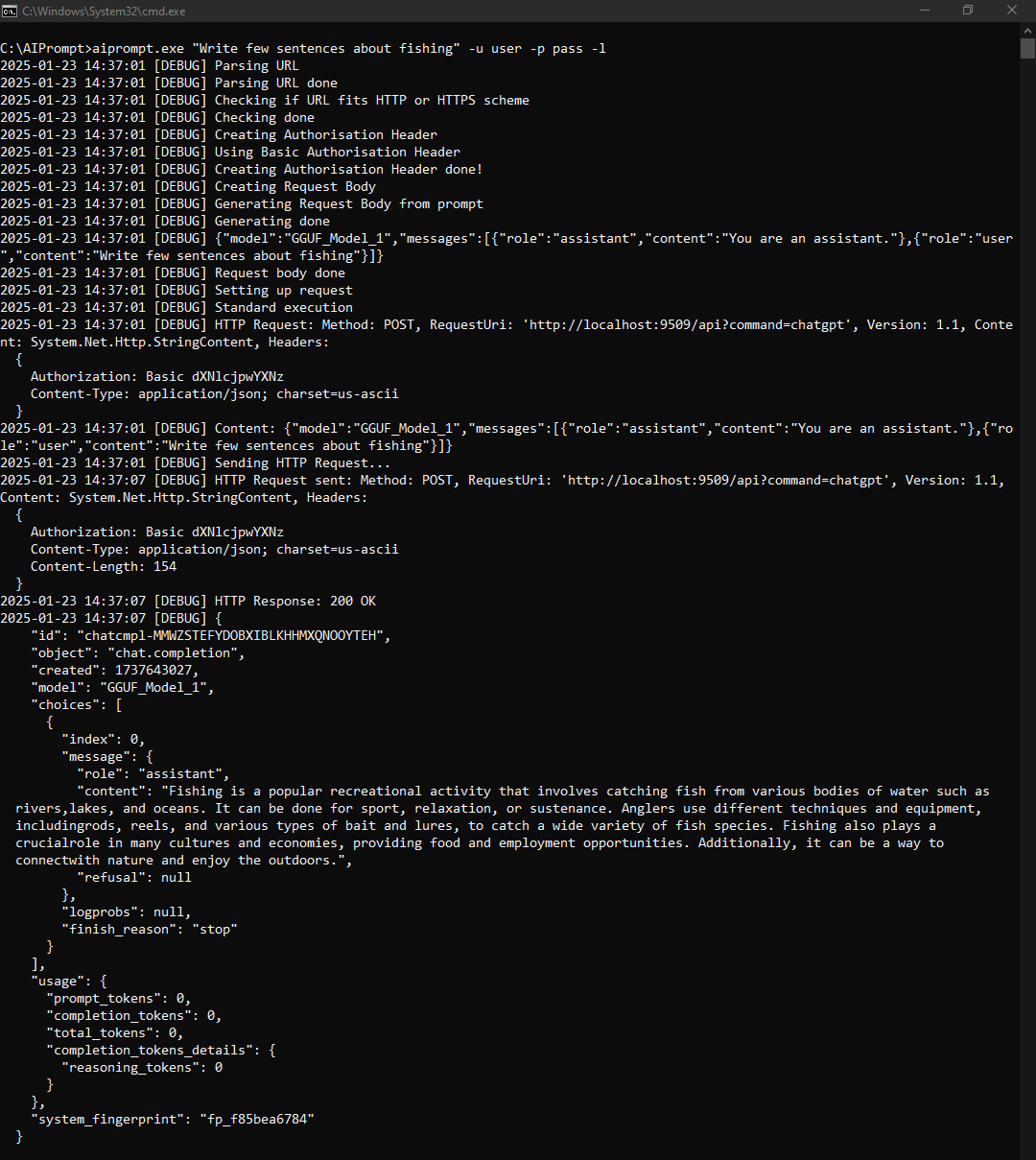 Sending prompt using logging mode