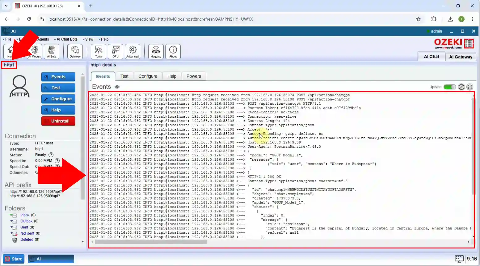 HTTP User communication log