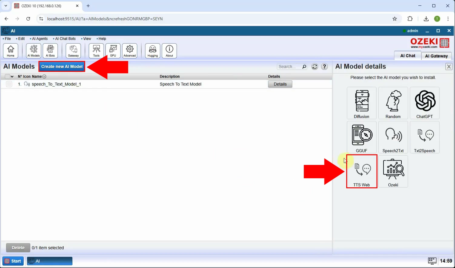 Create new Text to speech model