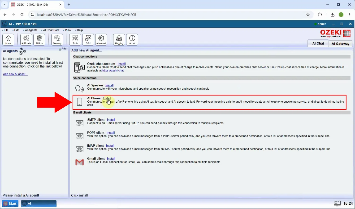Install AI phone connection