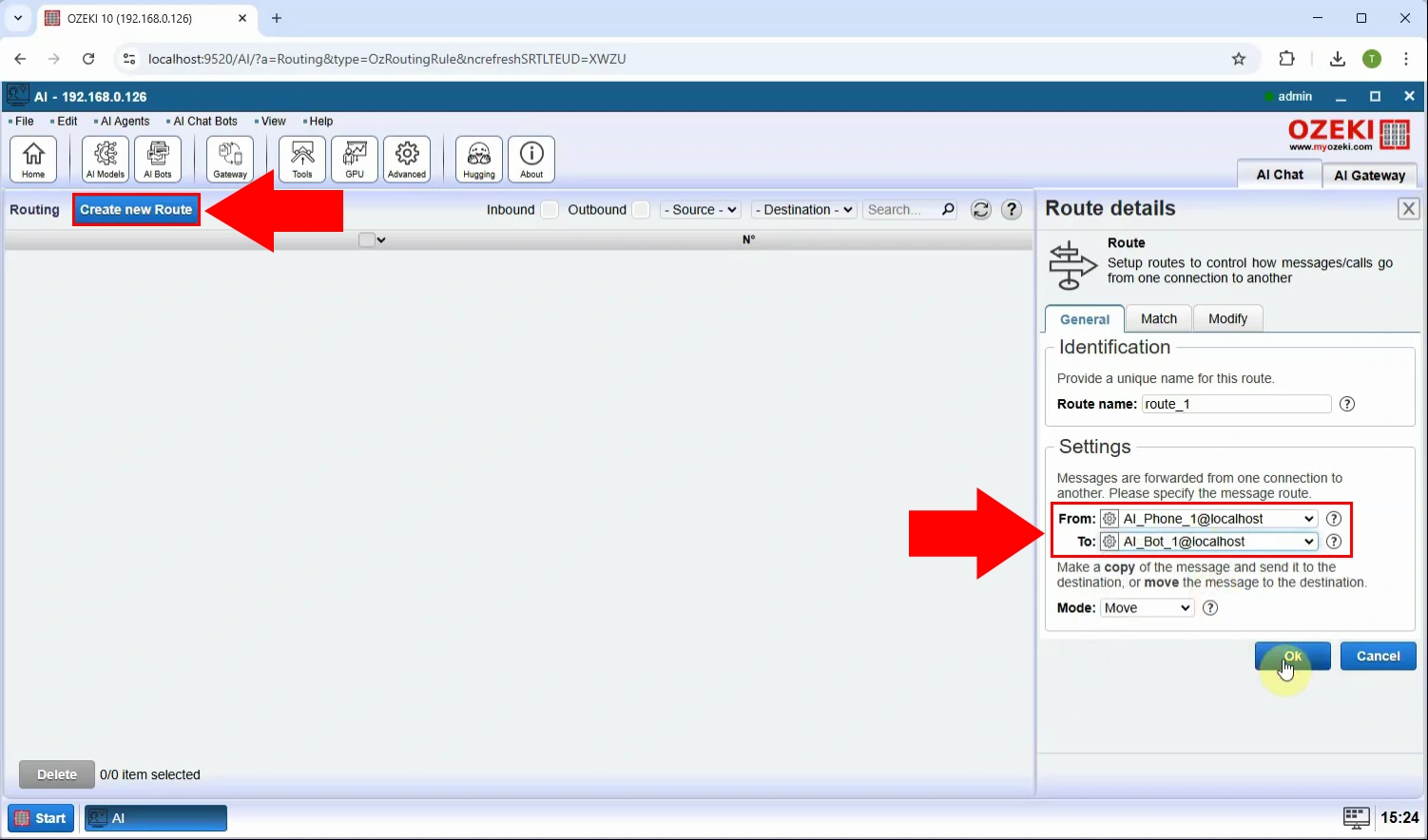 Create new incoming route